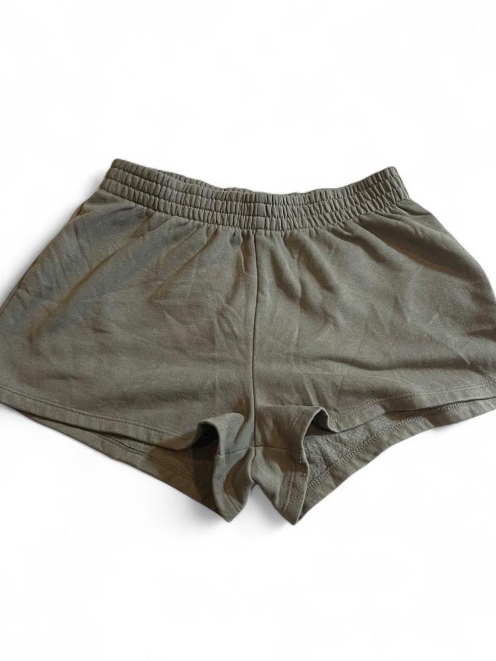 Khaki low rise 100% cotton micro mini shorts